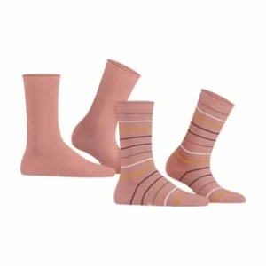 ESPRIT Socken, 2er-Pack, Streifen, Uni, Für Damen 8803 WILD ROSE 16