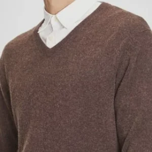 GALERIA Seide/Cashmere Pullover, V-Ausschnitt, Feingerippte Abschlüsse, Für Herren 12 DUNKELBRAUN 14