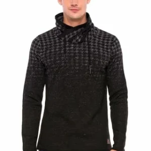 CIPO & BAXX® Pullover Mit Hahnentritt-Muster Black-Anthracite 14