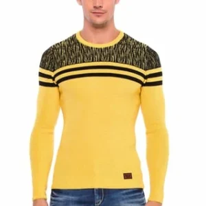 CIPO & BAXX® Pullover Mit Coolen Streifen-Details Yellow-Black 14