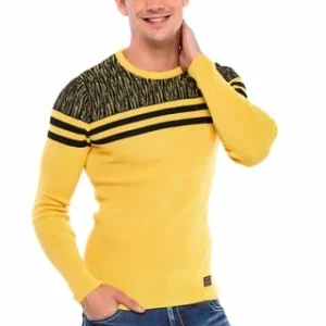 CIPO & BAXX® Pullover Mit Coolen Streifen-Details Yellow-Black 20