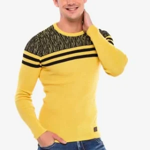 CIPO & BAXX® Pullover Mit Coolen Streifen-Details Yellow-Black 24