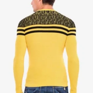 CIPO & BAXX® Pullover Mit Coolen Streifen-Details Yellow-Black 28