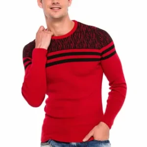 CIPO & BAXX® Pullover Mit Coolen Streifen-Details Red-Black 14