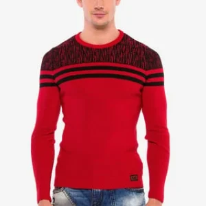 CIPO & BAXX® Pullover Mit Coolen Streifen-Details Red-Black 18