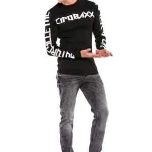 CIPO & BAXX® Pullover Mit Coolem Print Black 25