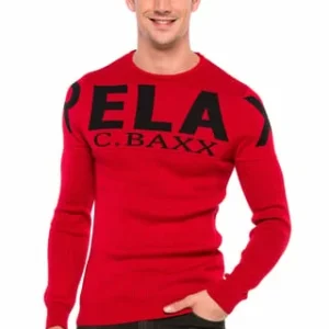 CIPO & BAXX® Strickpullover Mit Marken-Schriftzug Red 13