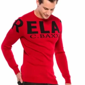 CIPO & BAXX® Strickpullover Mit Marken-Schriftzug Red 17