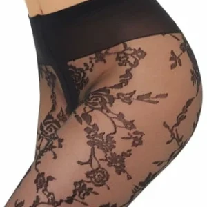 OROBLÙ Feinstrumpfhose, “Moony”, Blumendruck, Für Damen 590 BLACK 9