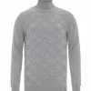 CIPO & BAXX® Rollkragenpullover Mit Kariertem Strickmuster LIGHTGREY 31