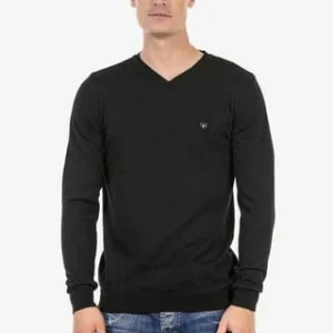 CIPO & BAXX® Pullover Mit V-Ausschnitt BLACK 13