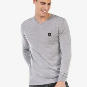 CIPO & BAXX® Pullover Mit V-Ausschnitt LIGHTGREY 14