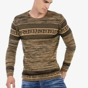 CIPO & BAXX® Strickpullover In Streifenoptik CAMEL 12