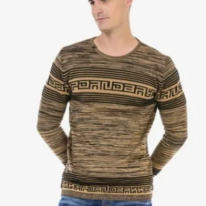 CIPO & BAXX® Strickpullover In Streifenoptik CAMEL 14