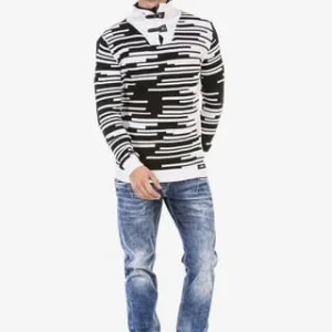 CIPO & BAXX® Strickpullover Mit Tollem Allover-Muster WHITE-BLACK 24