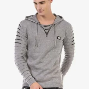 CIPO & BAXX® Strickpullover Mit Kuscheliger Kapuze GREY 15