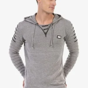 CIPO & BAXX® Strickpullover Mit Kuscheliger Kapuze GREY 17