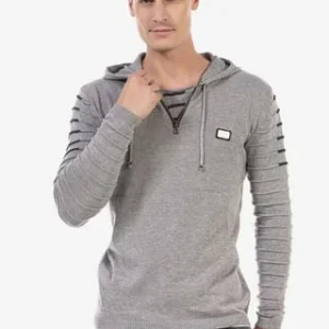 CIPO & BAXX® Strickpullover Mit Kuscheliger Kapuze GREY 19