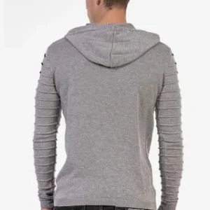 CIPO & BAXX® Strickpullover Mit Kuscheliger Kapuze GREY 21