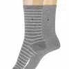 TOMMY HILFIGER Socken, 2er-Pack, Geringelt & Uni, Logo, Für Damen 006 MIDDLEGREYM 7