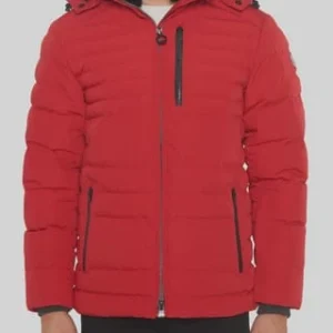 WELLENSTEYN Steppjacke “Polar Men”, Abnehmbare Kapuze, Stehkragen, Webpelz, Für Herren ROT 16