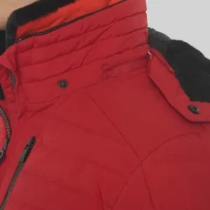 WELLENSTEYN Steppjacke “Polar Men”, Abnehmbare Kapuze, Stehkragen, Webpelz, Für Herren ROT 28